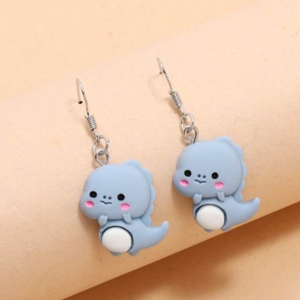 Handcrafted - Light Blue Dinosaur earrings set - NWT - size one inch